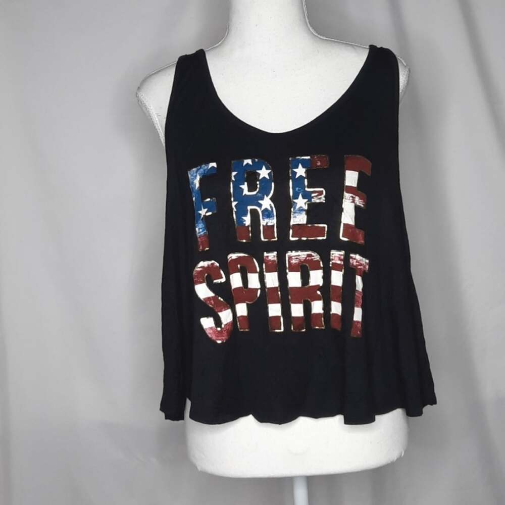 King & Saints Women's Patriotic Free Spirit Tank Top Black XL